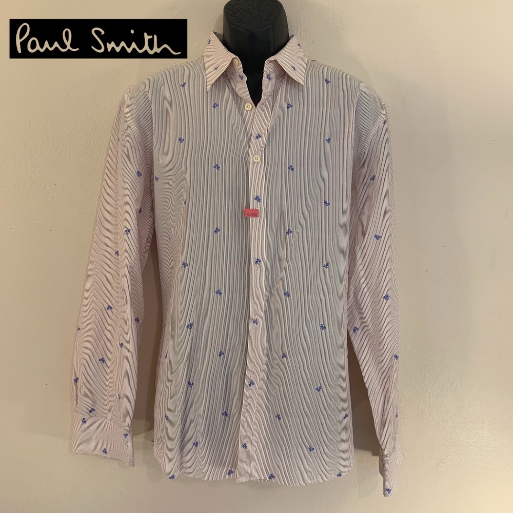 Paul Smith Embroidered Dress Shirt XL 100% cotton with embroidery